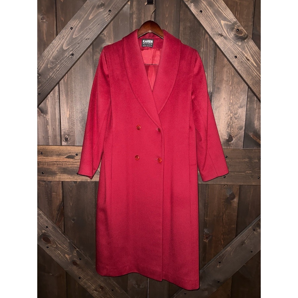 Vintage Karen Petites Red Wool Coat Made In USA Measurements In Pictures‎